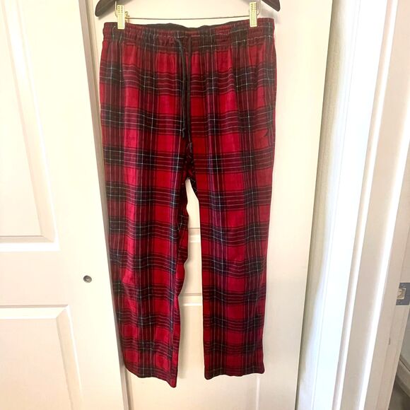 Nautica Men's Red Black Plaid Lounge Sleepwear Pajama Pants Size L - Picture 2 of 9